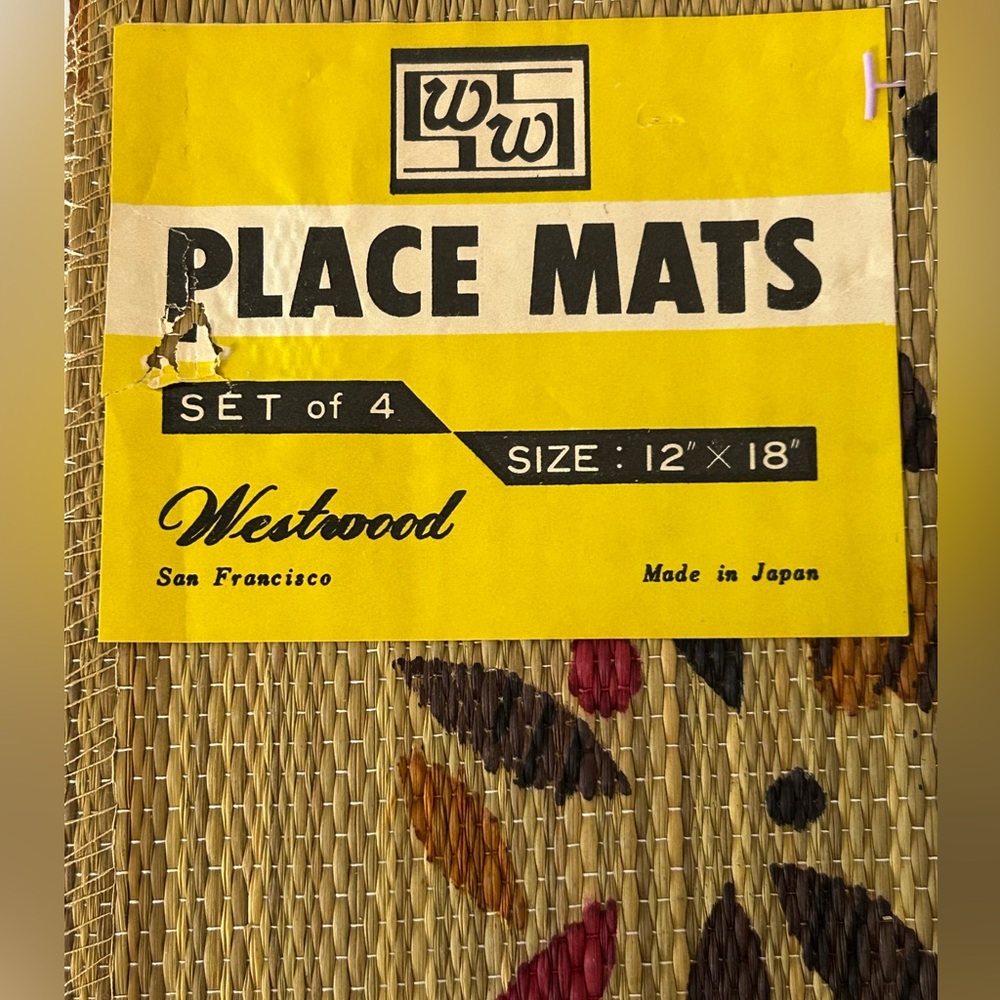 Vintage Westwood Japan Grass Placemats Set of 4 NOS Floral 12x18